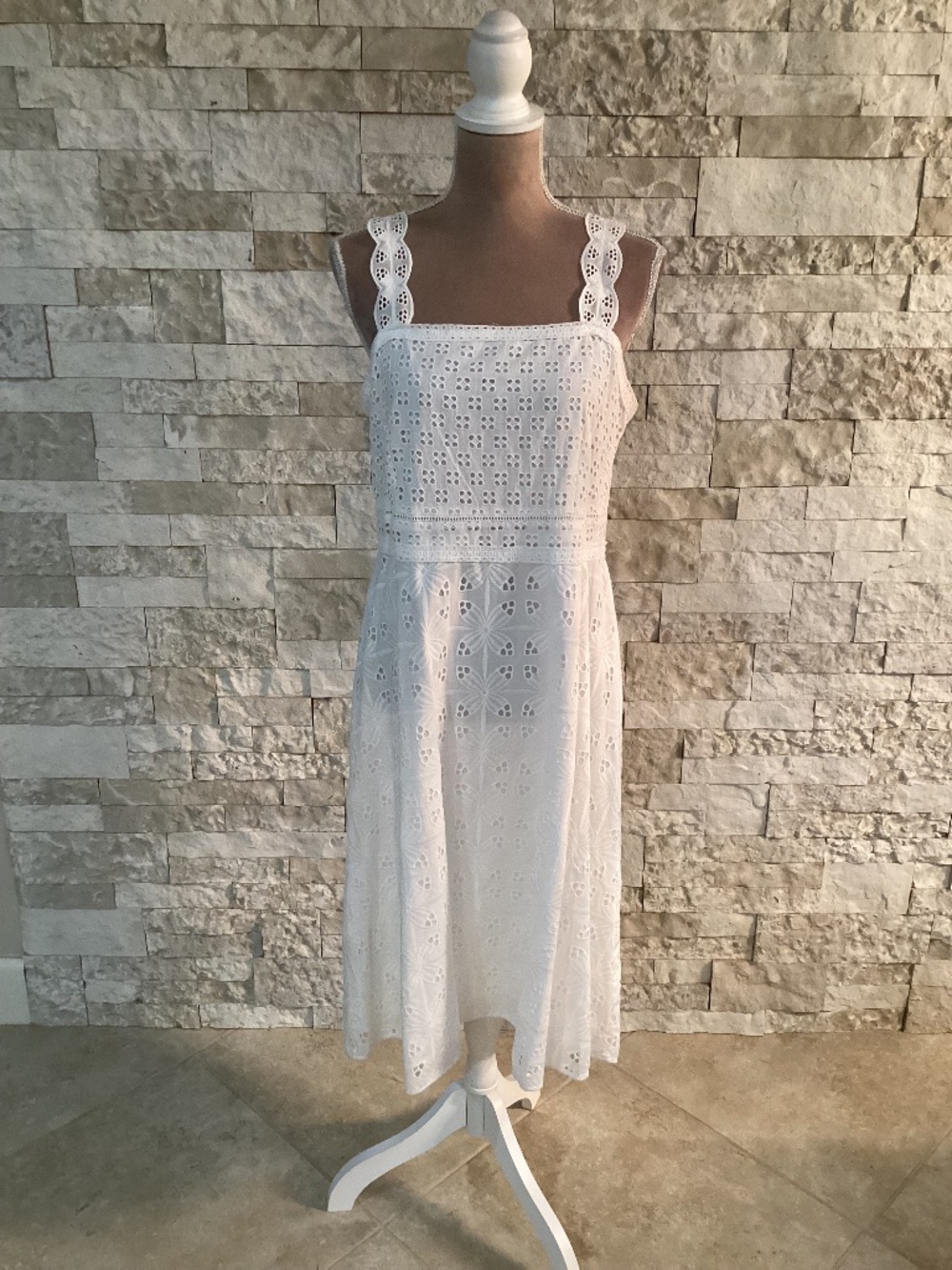 Ann Taylor white eyelet midi dress (NWT)